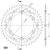 Stealth-Rear Sprocket / Chain Wheel Supersprox 520/46t gold 31514S46