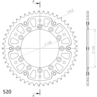 Stealth-Rear Sprocket / Chain Wheel Supersprox 520/48t black 10304K48