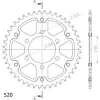 Stealth-Rear Sprocket / Chain Wheel Supersprox 520/44t black 16403K44