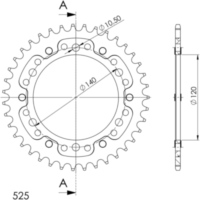 Stealth-Rear Sprocket / Chain Wheel Supersprox 525/38t black 16605K38