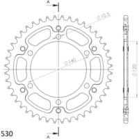 Stealth-Rear Sprocket / Chain Wheel Supersprox 530/44t black 16603K44