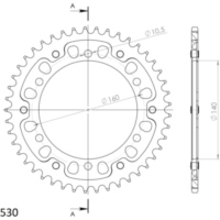 Stealth-Rear Sprocket / Chain Wheel Supersprox 530/45t black 16701K45