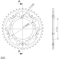 Stealth-Rear Sprocket / Chain Wheel Supersprox 525/42t silver 35700V42