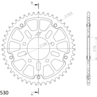 Stealth-Rear Sprocket / Chain Wheel Supersprox 530/45t black 37090K45