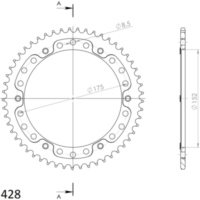 Stealth-Rear Sprocket / Chain Wheel Supersprox 428/53t gold