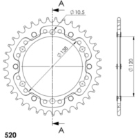 Stealth-Kettenrad Supersprox 520/37Z gold