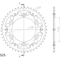 Stealth-Rear Sprocket / Chain Wheel Supersprox 525/45t black 44501K45