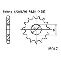 ESJOT Chain pinion, 16 teeth 92-15017-16