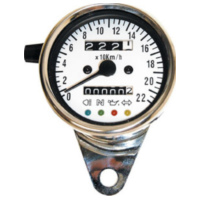 Edelstahl-Tacho, 1400 RPM, Ø 60 mm, Ziffernblatt weiß, blau illuminierend