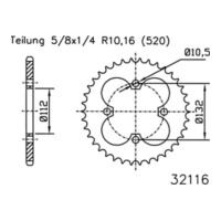 ESJOT Sprocket, 36 teeth 92-32116-36