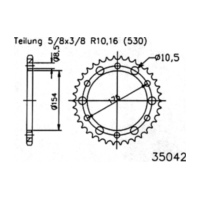 Kettenblat ESJOT Kettenrad, 44 Zähne 92-35042-44