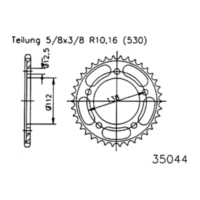 Kettenblat ESJOT Kettenrad, 44 Zähne 92-35044-44