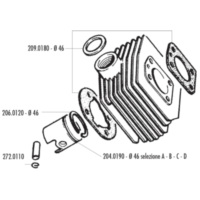 piston kit Polini 70cc 46mm (A) for MBK AV-10, AV-51, 92GT, M16 204.0190/A