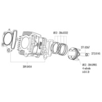 piston kit Polini 107cc 52mm (D) for Polini Minicross, Minimotard 110 XP4T with 4V cylinder head 204.0905/D
