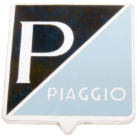 emblem / badge Piaggio 25x31mm aluminum to glue for Vespa 50, 50S, 50SS (-1968), 90, 90SS, 125 Primavera, Nuova (1966) 36362