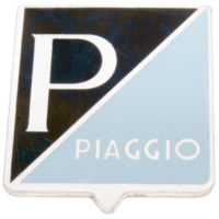 Logo Emblem für: Piaggio zum Kleben 25x31mm Aluminium für Vespa 50, 50S, 50SS (-1968), 90, 90SS, 125 Primavera, Nuova (1966) 36362