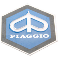 Verkleidung Emblem für: Piaggio zum Kleben 6-eckig 31x36mm Aluminium für Kaskade für Vespa PK50, PK80 82-88 36365