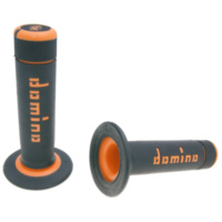 handlebar grip set Domino A020 off-road half waffle black / orange 37064