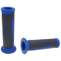 handlebar grip set Domino A350 on-road anthracite grey / blue open end grips 37162
