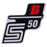 Emblem Logo Schriftzug S50 B Folie / Aufkleber rot für Simson S50 41956