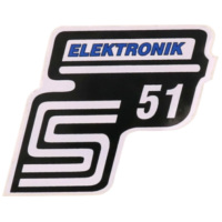 Emblem Logo Schriftzug S51 Elektronik Folie / Aufkleber blau für Simson S51 41983