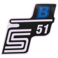 Emblem Logo Schriftzug S51 B Folie / Aufkleber blau für Simson S51 42000