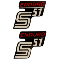 Emblem Logo Schriftzug S51 Enduro Folie / Aufkleber schwarz-rot 2 Stück für Simson S51 42004