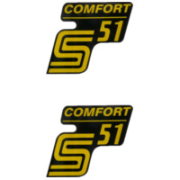 logo foil / sticker S51 Comfort black-yellow 2 pieces for Simson S51 42007