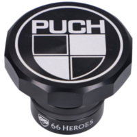Tankdeckel 66Heroes Aluminium schwarz mit Puch-Logo für Puch Maxi S, N 43886