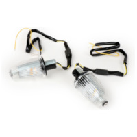 Pair of indicators -MOTO NOSTRA handlebar end indicator LED (E-mark), 12 volt- Vespa V50, 50SS, 50SR, 50 Sprinter, 90SS, 90 Race