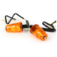 Pair of indicators -MOTO NOSTRA handlebar end indicator LED (E-mark), 6 volt- Vespa V50, 50SR, 50 Sprinter, 90SS, 90 Racer, PV12 0906