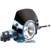 Flyscreen with black brackets -MOTO NOSTRA, w=340mm, h=105mm- for: Vespa PX80, P
