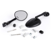 Spiegel Set Moto Nostra 1405, Aluminium CNC, Oval, Lenkerenden schwarz matt 51686