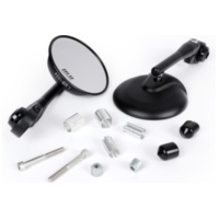 Pair of mirrors -MOTO NOSTRA 1406, aluminium CNC, round, handlebar ends- matt black 51687