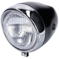 Headlight round 130mm black for classic car, Puch 53574