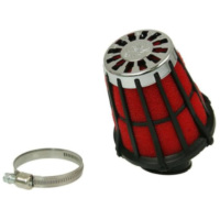 air filter Malossi red filter E5 racing grid 38mm carb connection red filter, black latticed housing M.0475935