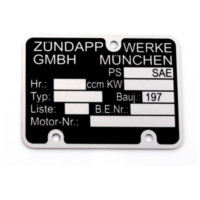Type plate (4x3 cm) blank MOGA for Zündapp Moped, C, CS, CX, Hai, KS, GTS, M, ZD MG00083133