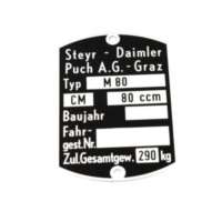 Nameplate spare part for Puch Cobra M 80 MG00083209