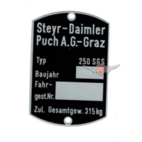 Rahmen Typenschild Maße 60 x 40mm für Puch 250 SGS MG00083286