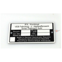 Type plate reproduction dimensions 73 x 37 0.7mm for Simson KR51/1, KR51/2, S50, S51, S70, SR50, SR80, SR4-2, SR4-3, SR4-4 MG000