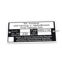 Typenschild Aluminium 73,80mm 37,09mm 0,7mm für Simson Schwalbe KR51/1K MG00083350