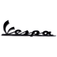 Emblem Logo Schild / Schriftzug "Vespa" schwarzchrom OEM 100x35mm für Vespa GT, LX, LXV, S, GTS, GTV PI-672060