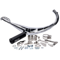 exhaust Yasuni R2 black chromed for Minarelli AM6, Derbi D50B0, EBE Offroad, SM YA810TBCR